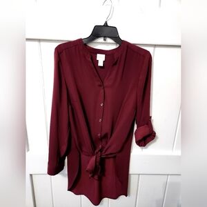 Chico's Tie Front Button Down Blouse
